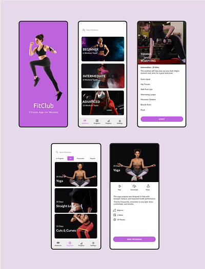 Fitness App for Women app design ui ux