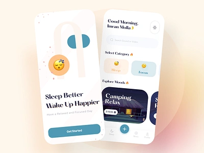 Sleep Magic App app app design application design illustration ios meditation meditation app minimal mobile mobile app mobile app design relaxing app sleep sleep app sleep magic app typography ui ux yoga app