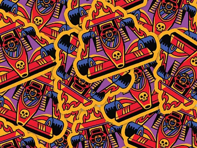 Racing Stickers illustration race car retro skull stickers