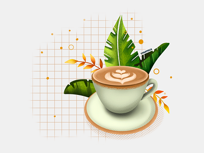 Hipster Latte branding cafe coffee coffee roasters coffee shop design drawing food illustration illustrator latte menu milk plants poster shop speciality coffee
