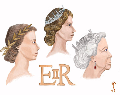 Queen Elizabeth ii branding britain drawing erii illustration portrait procreate queen uk