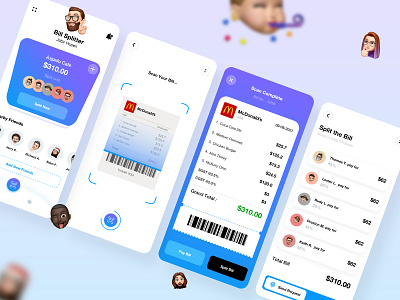 Mobile App Design For Bill Split bill split app design billing app billing splitter app design illustration motion graphics ui design ux design