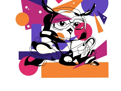 Space owl abstract art branding charity cover design cubism custom drawing illustration minimalistic one line art owl poster design single line with color space art stylish illustration supportukraine suprematism