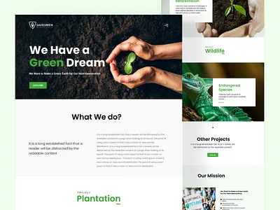 SaveGreen - Landing Page creative design environment landing page minimal non profit ui ui design uiux webpage website