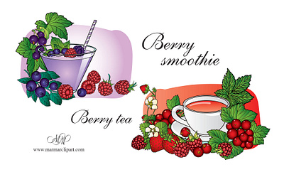 Berries smoothie and berries tea berries berries clipart berries illustrations berries smoothie berries tea blackberry blackcurrant blueberry cup of tea food clipart food illustrations food vector food vector illustrations graphic design labels design packaging design raspberry redcurrant vector clipart vector illustrations