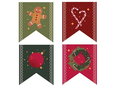 new year mini-flags flat minimal vector