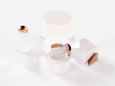 Marble & copper shapes motion 3d animation blender3d bronze c4d cinema4d copper cube hero image light marble motion motion graphics render shapes sphere vfx website white