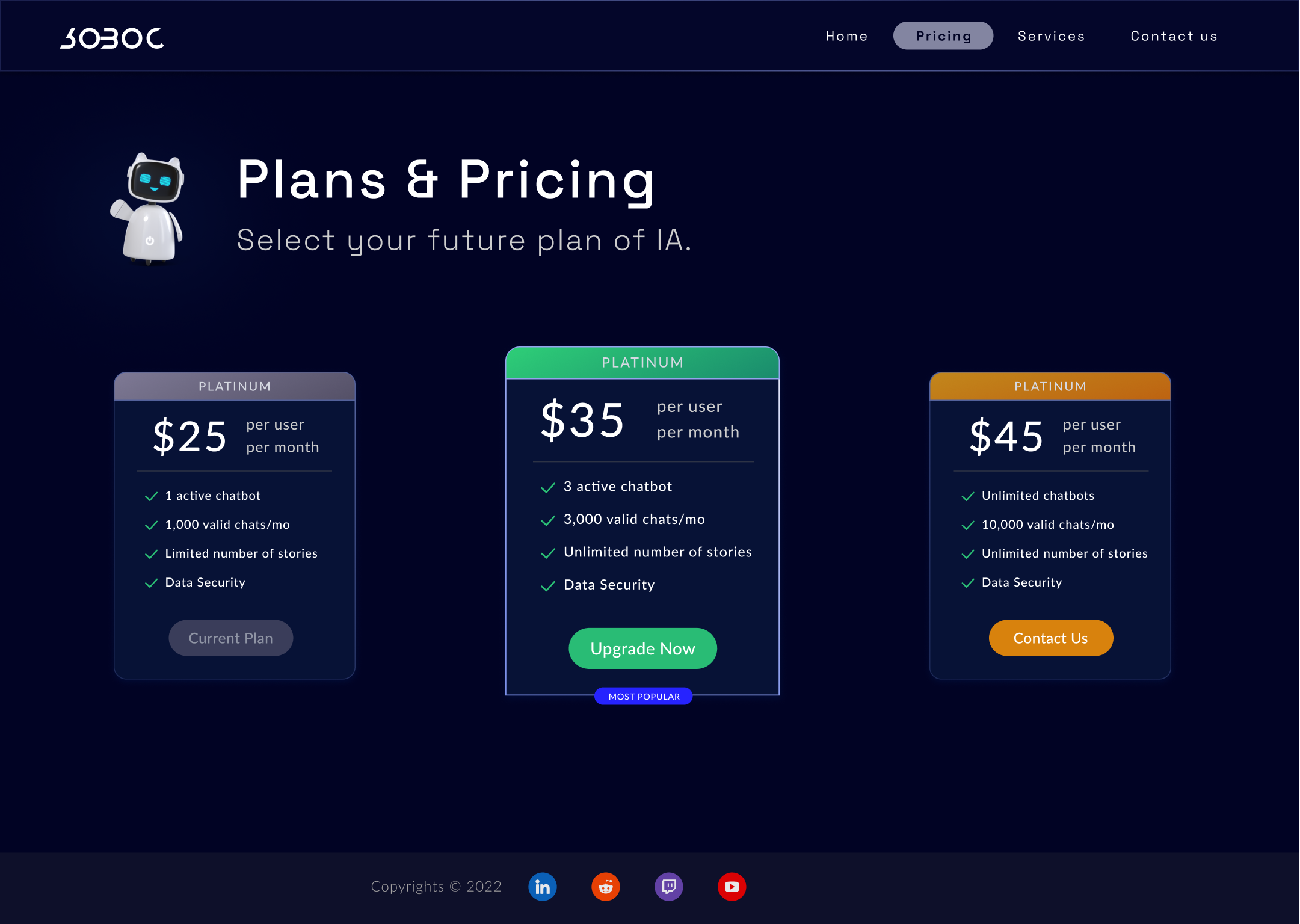 Pricing Screen for Chatbot Solution animation app application chat chatbots chats dark mode darkmode design motion pricing screen ui ux