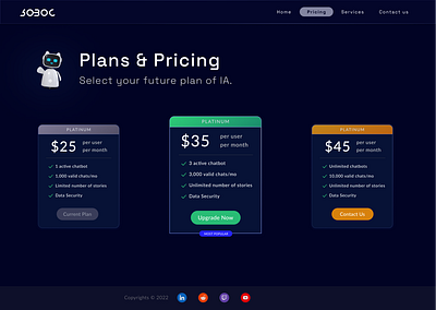 Pricing Screen for Chatbot Solution animation app application chat chatbots chats dark mode darkmode design motion pricing screen ui ux