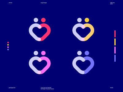 color exploration for a crypto dating app brand identity brandidentity branding colors community connect crypto dating exploration graphicdesign heart identity logo logos love metaverse minimal process vivid web 3.0