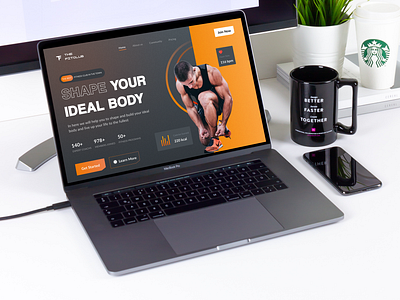 FitClub - Fitness Landing Page Mockup view exercise fitness gym landing page mockup responsive website trainer training ui ui design ux web design website workout