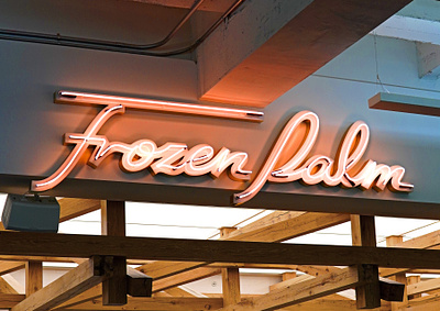 Frozen Palm cafe branding gelato logotype neon neon sign new york nyc restaurant signage script
