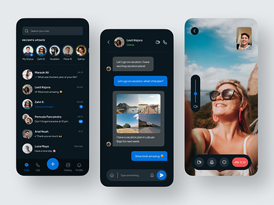 Chatox - Chatting Mobile App Dark Mode call card chat chat app chat mobile app chats chatting clean dark dark mode group group chat messaging mobile mode network social networking ui video whatsapp