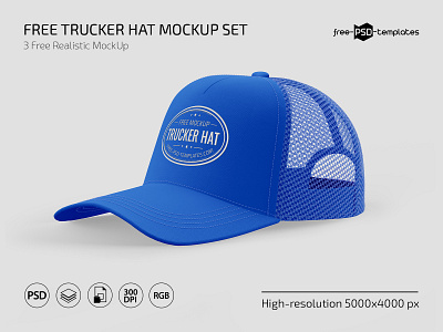 Free Trucker Hat Mockup Set free freebie hat hat mockup mockup mockups psd trucker