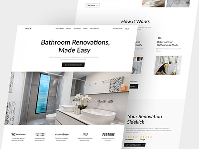Made - Bathroom Renovation Landing Page agency apartment building clean construction design home interior landing page property app property website real estate renovation residence typography ui web web design webdesign website