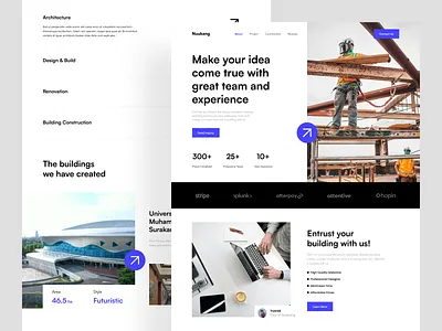 Nuukang - Construction Landing Page agency clean construction contractor contractor website homepage landing page minimalist ui ui design ux web web design website website design