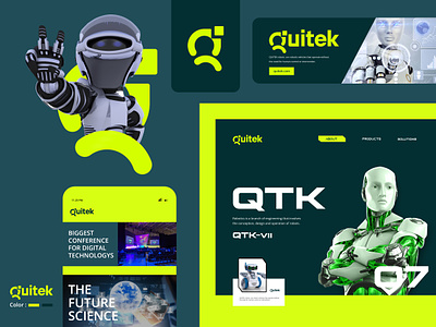 Quitek Logo 3d abstract logo automatic automaton bot logo brand identity branding computerized electrical electronic graphic design logo machine logo minimal logo programmed robot robotic logo science logo tech logo technology logo