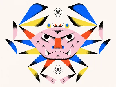 Heikegani abstract animal bauhaus blue crab creature geometric illustration japan minimal ocean pink primary colors red samurai sea shapes simple vector yellow