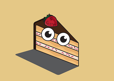 Slice of Chocolate Cake cartoon illustration logo