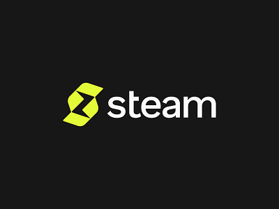 Steam Logo Design bolt brand branding design electricity energy green icon logo logodesign minimal power smart logo steam