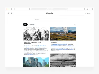 Wikipedia - New look clean ui figma landing page main main page minimal minimalism redesign simple web web design webflow wiki wikipedia