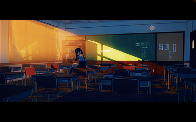 Anime Classroom 3d anime art blender blender3d design illustration school