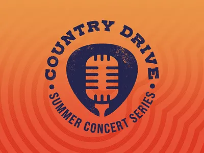 Golf Course Summer Concert Series badge brand identity branding concert design flat golf golf course golf tee guitar guitar pick logo microphone music music festival vector