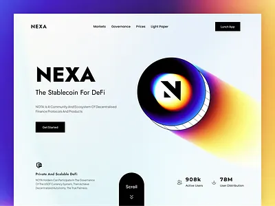 NEXA - Crypto Token Landing page design 3d coin crypto crypto token defi design landing page nft nft marketplace nft ui nft web token web design web3 website design