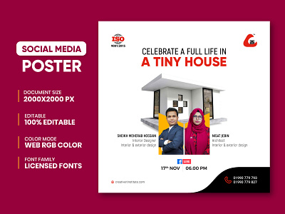 Social Media Poster Facebook Live Promotion Design add banners branding course cover creative design fb post freelancing freelancing course graphic design interior live offer post poster skills social media social media posts ui