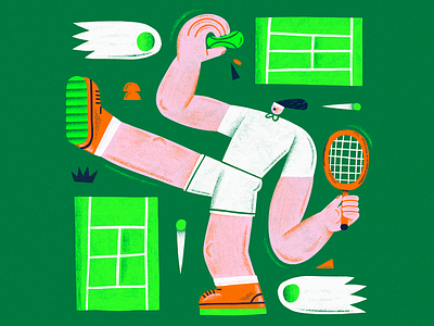 Serve Up! branding character color colors design illustration tennis texture