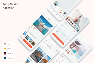 Travel Service App UI Kit app booking design holiday travel travel management travel manager travel service travelling ui ui design ui kit ux