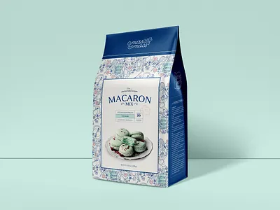 Macaron Mix Packaging | Miss Macs baking baking flour packaging brand identity brand marks brand pattern brand presentation branding desserts feminine french dessert graphic design illustration label design logo macaron macaroon mockup packaging design sophisticated branding surface pattern