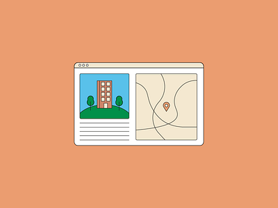 Real Estate Website cartoon flat home house illustration location minimal online portal real estate search website