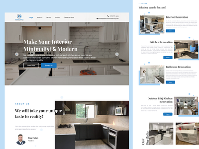 Renovation service providing web design. app design branding clean ui contact form figma graphic design illustration inspiration landing page landing page design modern design renovation website trending 2022 trending web design ui ui design uxdesign web design website design