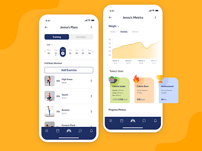 TrainEASY branding dashboard fitness mobile ui ux