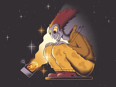 Television Addict addict addiction character design character man crazy dude farhay florian farhay galaxy hippie illustration stars television tv universe