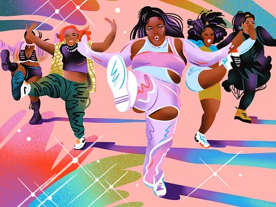 Lizzo Illustration - Watch Out for the Big Grrrls! celebrity dance editorial illustration jordan kay limited color lizzo lizzosbiggrrrls msjordankay portait singer texture tv show watch out for the big grrrls