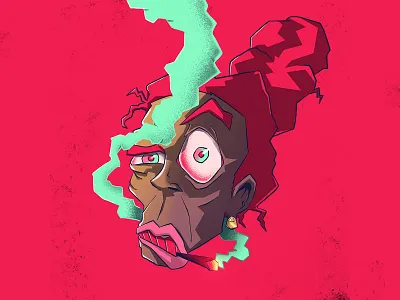 Lady Tobacco character art character design cigar cigarette cloud face farhay female florian farhay girl girl character head illustration lady panic smoke smoking woman