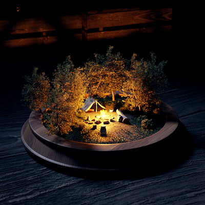 Campfire Miniature 3d cgi design fantasy graphic design miniature nft