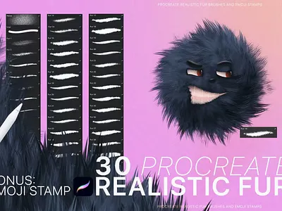 Free Procreate Realistic Fur & Emoji app brush brushes design digital digital art digital paint emoji fur fur emoji illustration ipad ipad pro logo procreate procreate brush procreate brushes procreate stamp procreate stamps ui