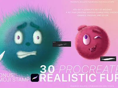 Free Procreate Realistic Fur & Emoji app branding design digital digital art digital paint emoji fur fur emoji graphic design illustration ipad ipad pro logo procreate procreate brush procreate brushes procreate stamp procreate stamps ui