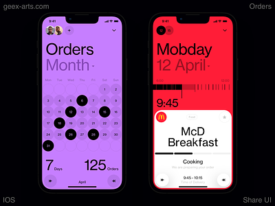 Orders analytics calendar dashboard delivery homepage interface ios ios 16 iphone iphone 14 mobile restaurant tasks ui ux