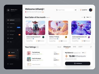 NFT Dashboard crypto crypto dashboard cryptocurrency dashboard dashboard design dashboard ui decentralized defi dex digital art ethereum exchange dashboard finance nft non fungible opensea staking token ui ux webdesign