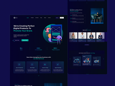 Digital Agency landign Page agency clean creative dark ui digital agency figma illustration landing page minimal modern start up ui ui interface uiux web page web ui
