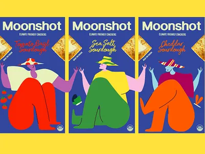 Planet-Forward Crackers branding characters doodle graphic illustration packaging