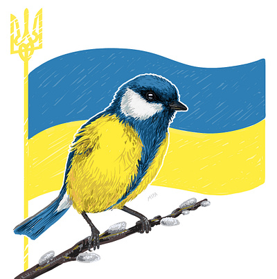 Titmouse UA bird blue draw flag graphic design help ukraine illustration no war stand stand with ukriane titmouse ua ukraine ukrainian yellow