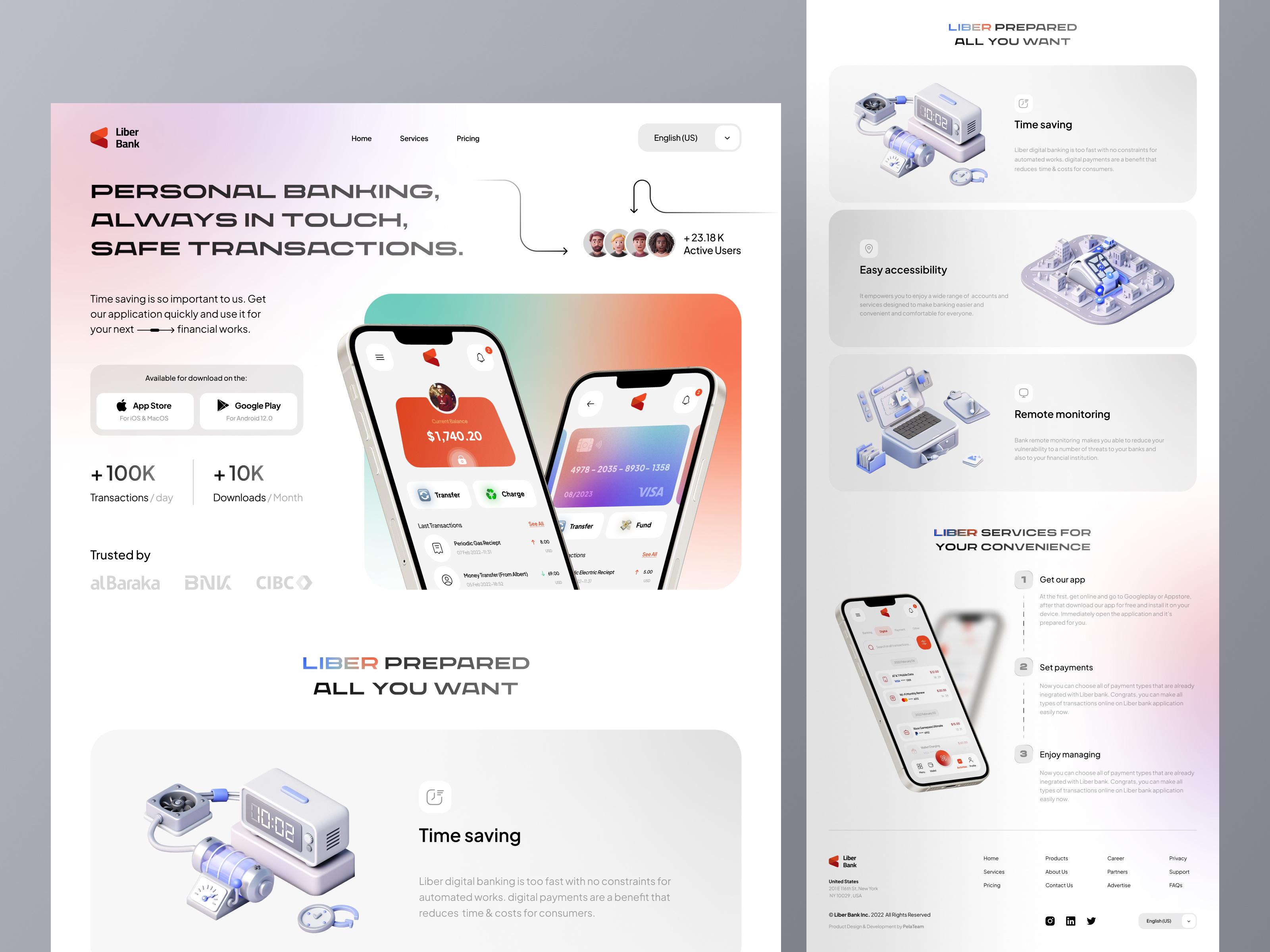 Financial Landing Page - Light Mode 🏝 bank bank landing bank website banking finance finance landing finance website financial fintech invest landing landing design landing page mesh money ui ux web web design website
