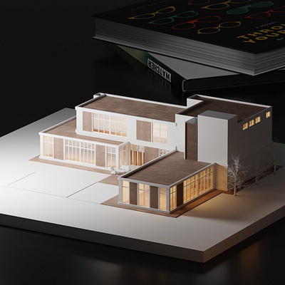 3D House template. 3d blender branding design house model rendering template