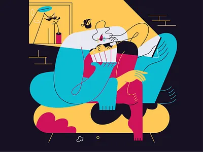 Cozy Evening art blog illustration character chill couple cozy design explainer flat illustration graphic design home illustration illustrator love popcorn relax vector
