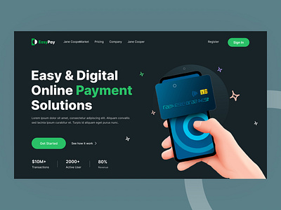 Online Easy Digital Payment Banking banking cool design finance website fintech industry fintech web design landing page mobile app money online bankign payment ui uiux user interface ux wallet website web page website design